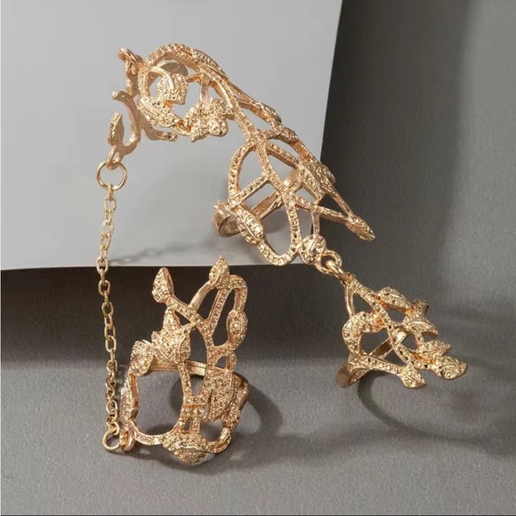 NWT Flower Chain Temperament Stylish Hollow Carving MITTEN Ring For Women - Picture 6 of 6